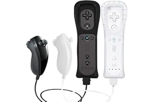 SONVIEE Wii Manette Wii Remote Controller et Nunchuck Joystick Wii Télécommande de Remplacement pour Wii avec étui en Silicone et Dragonne Compatible avec Wii/Wii U,Wii Contrôleur sans Motion Plus