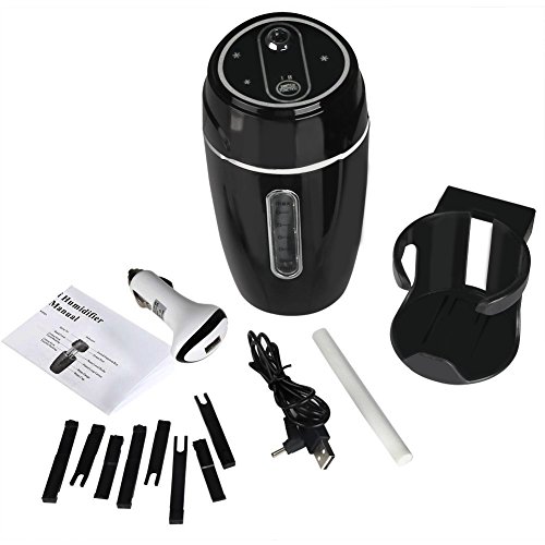 Auto Ultraschall Luftbefeuchter, YOKKAO 180ml USB Lufterfrische Powered Cool Mist Auto Luftreiniger für Auto – Schwarz - 5