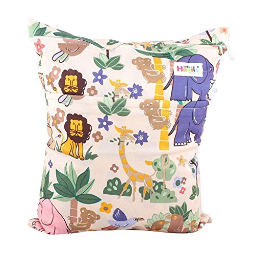 SexyLady Baby Waterproof Double Zipper Prints Wet/Dry Diaper Bag (Lion Bird)