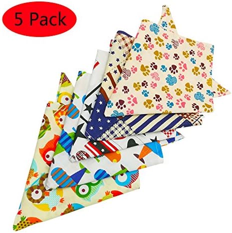 WeiLi Dog Bandana Triangle Bibs Scarfs Accessories Neckerchief Saliva Towel For Pet （5 Pack）