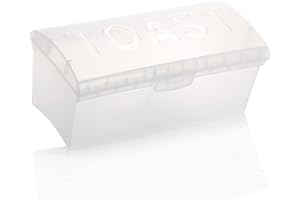 com-four® Caja para pan tostado - Caja de pan para pan tostado - Caja para revanadas de pan de plástico transparente (1 pieza - blanco)