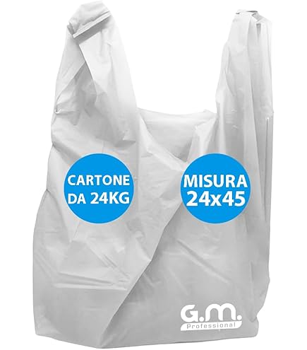 Buste Plastica 80 Sacchetti Di Plastica Bianchi Resistenti - Technical View