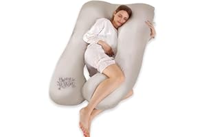 ‎SALAD HOUSE SALAD HOUSE U-förmiges Schwangerschaftskissen Seitenschläferkissen Lagerungskissen mit Abnehmbarem und Waschbarem 100% Baumwolle 320TC Stickerei Design (Moonbeam, 140 x 80 cm)