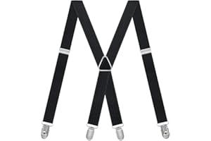 SWKJ Mens Braces, X-Shape Braces for Men Trousers with Strong Metal Clips, Adjustable Elastic Heavy Duty Suspenders, One Size for Men and Women