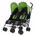 Obaby Apollo Black/Grey Twin Stroller and Black Footmuffs (Lime)