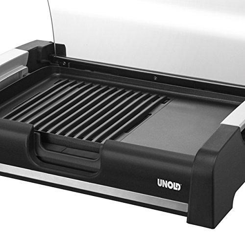 UNOLD Barbecue Edel, Grill, Glasdeckel, Tischgrill, komb. Grillfläche, Antihaftbeschichtung, schwarz, 58535 - 4