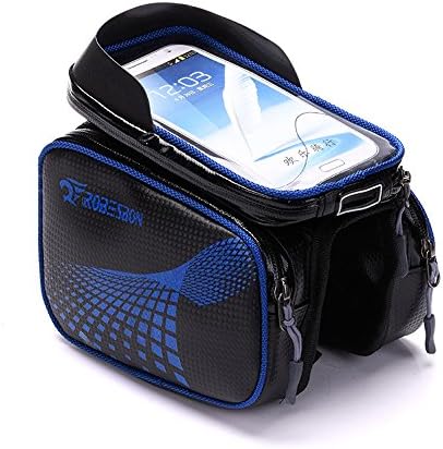 Gladorn Bike Frame Bags Bicycle Handlebar Bag, Waterproof 6.2 Inch TPU High Sensitive Touch Screen Mobile Phone Bag Headphone Port, Outdoor cycling Bicycle Accessories (Blue)