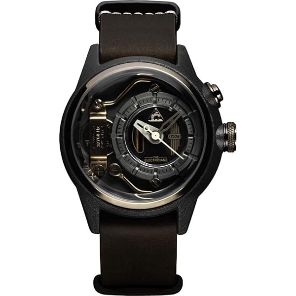 Montre The ElectricianZ XO The Terra - Quartz, Boîtier Carbone PVD Gris, Bracelet Cuir Marron, Neuve