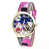 Junjie Dame Uhr Analog Armbanduhr Männer Herren Fitness Frauen Gürtel TischuhrSmartwatch wasserdicht Buckle Wasserdichte Armband Sport Leather Blumen kreative Muster Quarzuhr Lederband Älteres Muster