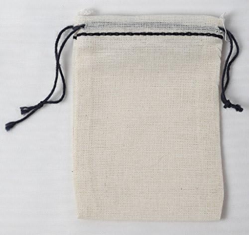 Celestial Gifts Cotton Muslin Bags Mini Black Hem And Black Double Drawstring 50 Count Pack