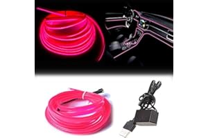 BALABAXER El Wire Bande Lumineuse pour intérieur de Voiture, 3 m de Fil néon USB 5 V avec Protection par fusible pour décoration intérieure de Voiture Automobile avec Bord de Couture de 6 mm (5 mètres, Pink)