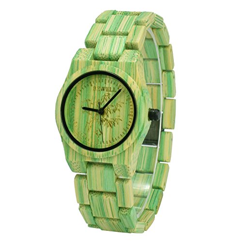 BEWELLW105D Wrist Watch for Women Analog Quartz Movement with Colorful Bamboo Watch Bandl Extremely Lightweight