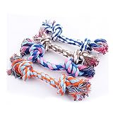 BADAlink Juguete Mordedor Diseño Hueso Cuerda Trenzada Algodón para Perros Mascotas cuerdas nudos forma de hueso juguete para perro mascota mastica morder limpio diente con una pelota de regalo (Color al Azar x 1)