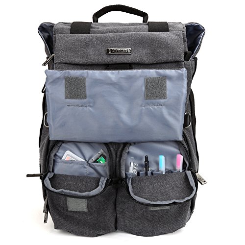 Evecase Grand Sac    Dos avec Housse de la Pluie pour Appareil Photo Cam  ra DSLR  Canon  Nikon etc  et Odinateur Portable Tablette jusqu      14 Pouces  Cloisons Amovibles  Pratique    Photographe-Gris