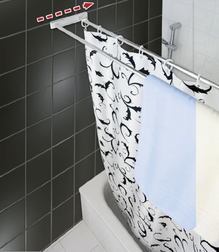 Wenko Doppel-Duschstange – mit Einschub und Handtuchstange, ausziehbar, Aluminium, Ø 20 mm, weiß - 4