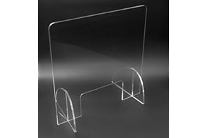 seribas Mampara Metacrilato Mostrador Transparente (60cm x 60cm) Sistema de Prevención Ligero y Estable.