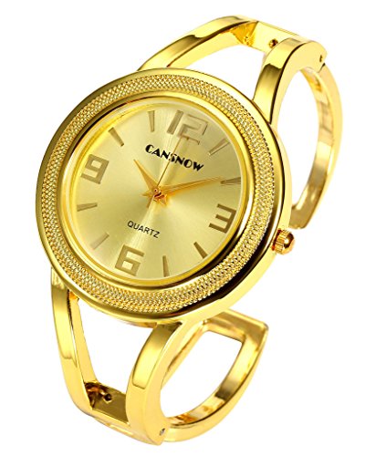 JSDDE Uhren,Damen Armbanduhr Chic Manschette Damenuhr Spangenuhr Armkette Uhr Analog Armreif Quarzuhr,Gold JSDDE Uhren,Damen Armbanduhr Chic Manschette Damenuhr Spangenuhr Armkette Uhr Analog Armreif Quarzuhr,Gold