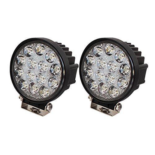 BRIGHTUM 42W LED Faro de trabajo FOCO offroad camiòn Lámpara de inundación work light Redonda 12V 24V (2 pieza)