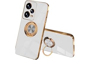 SEAHAI Funda para Xiaomi Redmi Note 12 Pro 5G, 360° Anillo Soporte Galvanoplastia de Diseño Elegante Delgada Antigolpes TPU de Goma Suave Carcasa de Silicona Colorida, Blanco