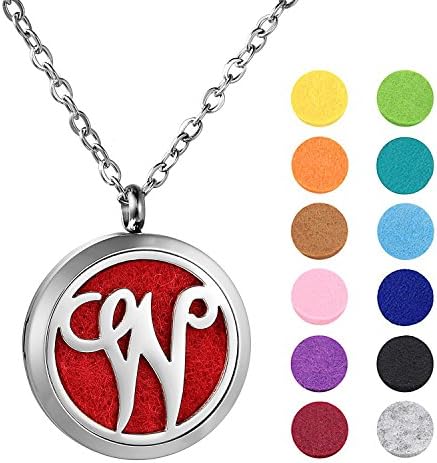 Zoiki Aromatherapy Essential Oils Diffuser Necklace Letter W Locket Pendant Perfume Necklace