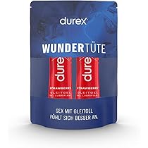 Durex Erdbeere Gleitgel – Wasserbasis, fruchtig-süßer Duft, 2x50 ml