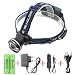 Produktbild WolfWay Zoomable LED Kopflampe 3000 Lumen 3 Mode Stirnlampe Hands Arbeitsleuchte Outdoor Camping Torch Taschenlampe mit verstellbaren Strap Licht enthalten 2 * 18650 4200mAh Akkus wasserdicht-Schwarz
