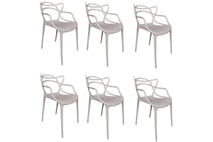 PALUPLUS 6 Sedie da Giardino Modello Twist con Schienale Intrecciato, Misura 53x52x81 cm, Sedie in Polipropilene con Seduta Ergonomica, Design Moderno, per Interno ed Esterno -161F (Tortora)