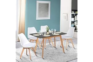 IDMarket – Mesa escandinava extensible rectangular Inga 4-6 personas, bandeja gris antracita, patas madera, 120-160 cm