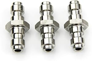 UP100 Stainless Steel Quick Coupling Connector Fittings, 30MM Length, 8MM Fill Nipple, 3 Pack, 4500PSI, for Hose Pipe Setup