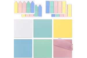 BETESSIN 400pcs Marqueurs de Page Coloré et 300 Feuilles Notes Autocollantes Transparentes 75x75mm Pages Autocollants Tampons Notes Signets Séparateurs Onglets d’Index Mémo Scrapbooking (Coloré)
