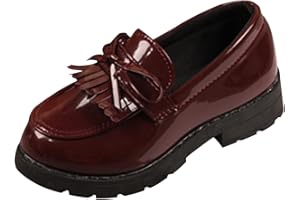 MOMOLAA Girls Slip On Leather Loafer Tassel Bow Flats School Dress Shoes for Girls Kids Shoes Ankle Boots Size 7 Girls