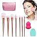 VONISA 7pcs Soft Makeup Brushes Sets-Professional Kabuki Make Up Brush Set-Face Foundation Eye Cosmetic Brush Kit-Contour Make Up Brushes-Makeup Brush Cleaner with Makeup Sponge Puff+ Cleaning Egg