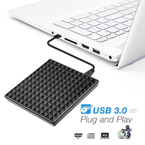 Grabadora CD DVD Externa  Deepow Unidad de CD DVD lector de CD Externa Port  til con USB 3 0  Quemador Drive con Cable de Datos y Cable de Alimentaci  n para Windows 7   8   10  MAC OS y otra Sistema
