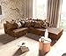 Produktbild Eckcouch Clovis Braun Antik Optik mit Hocker Ottomane Rechts Ecksofa Modular