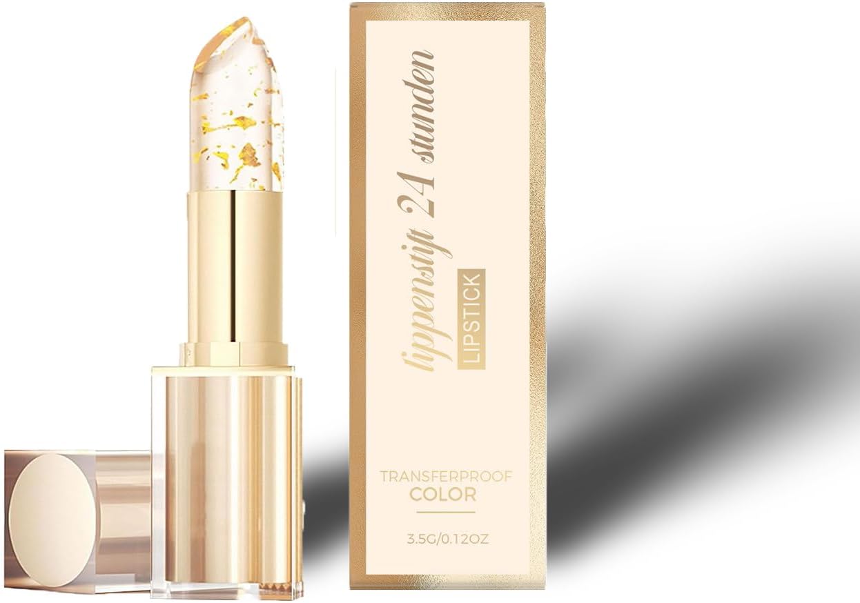 Lápiz Labial con Cambio de Temperatura, Labial de Larga Duración, Bálsamo Labial Transparente Dorado, Labial con PH Adaptable, Bálsamo Labial que cambia con la Temperatura (1PC)