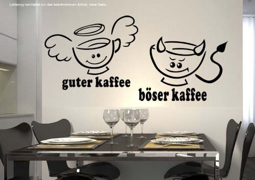 WandTattoo KÜCHE CAFE COFFEE guter Kaffee böserKaffee 30 Farben 7 Größen zur Wahl wkf34(070 schwarz, Größe 1:ca.18 x10cm)