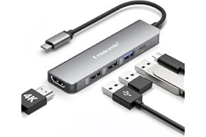 Lemorele Docking Station USB C, Hub USB-C 5 en 1 a HDMI 4K, USB 3.0&2.0, 100 W PD, Adaptador Multipuerto para MacBook/HP/DELL/Lenovo/Acer y más