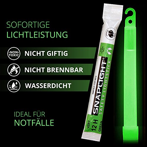 Cyalume SnapLight Grün KnickLichter Glow Sticks – 15cm 6 Inch Industrial Grade Leuchtstab, Ultra helle Light Sticks mit Leuchtdauer 12 Stunden (10-er Pack) - 2