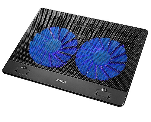 AVANTEK Laptop Kühler Kühlpad Kühlmatte mit 2x Lüfter blaue 160mm LEDs (15" - 17")