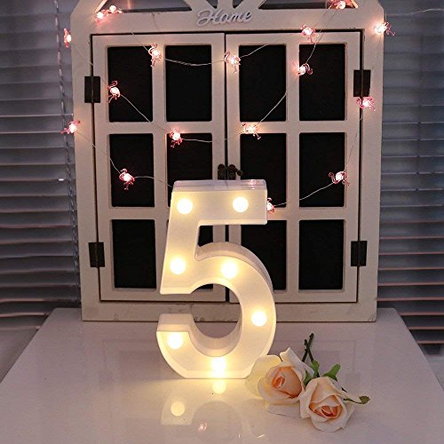 oamore LED Letter Decorative Lamp Light LED bianco illuminato lettere e numeri per la decorazione di appendere a muro di nozze Bar partito di compleanno (5)