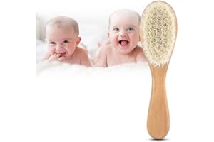 HZTYYIER Szczotka do włosów dla niemowląt, grzebień z naturalnymi włosami kozimi, do masażu skóry głowy, z drewnianym uchwytem for pielęgnacja noworodka