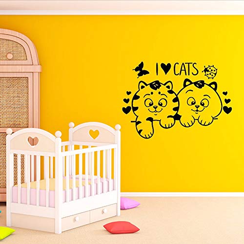 Preisvergleich Produktbild Xzfddn Vinyl Aufkleber Cartoon Kätzchen Katzen Kinder Kinder Schlafzimmer Kindergarten Aufkleber