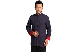 G-LIKE Kung Fu Herren Jacke - Traditionelle Chinesische Kampfkunst Tai Chi Qigong Wing Chun Shaolin Lange Ärmel Training Kleidung Doppelseitig Frühling Herbst Mantel Casual Look
