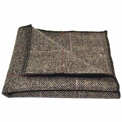 Preisvergleich Produktbild Luxuriöses Moccabraune Tweed-Einstecktuch mit Fischgrätenmuster
