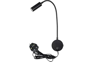 ONERBUY Youngine Flexible Gooseneck Plug in Reading Lamp Art Works Show Accent Light Wall Mount Sconce Spot Lamp Fixture with On/Off Switch (01BlackWarm)