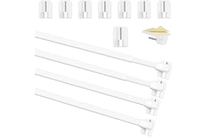 Honeyes-Asta per Tende Plastica Regolabile Bastoni per Tende Estensibili per Finestre Armadietto Aste per Barre Palo Binari per Tende Autoadesivo per Casa, Bianco (4 PEZZI-50-85CM)