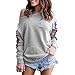 Produktbild Sweatshirt Damen Sunday Stickerei Schulterfrei Langarm Pullover Tops Bluse (S, Grau)