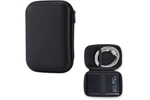 REQAG Funda rígida para Portable External SSD, funda protectora de viaje bolsa de almacenamiento,Funda para Discos Duros Funda HDD para Discos de 2,5" Pulgadas y SDD, 2 Compartimentos Interiores (Negro)