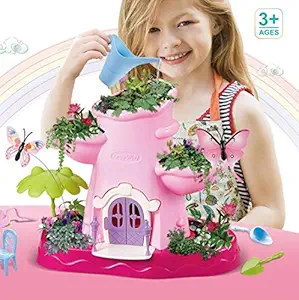 toys bhoomi happy garden playset toy, diy assembly outdoor garden toys for kids, grow your own garden, magical garden growing kit with grow soil, gift for girls & boys-Plastic,Pink(Pack of 1 set)