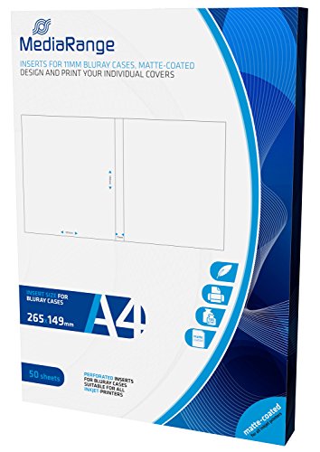 MediaRange MRINK123 - Einleger zum Bedrucken (für 11mm Bluray-Hüllen) 50 Blatt